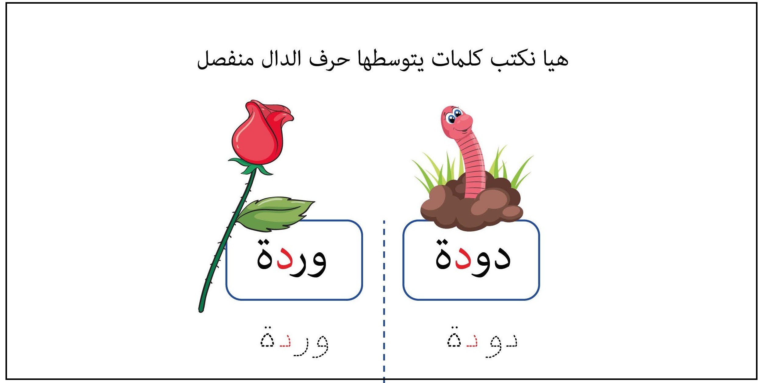 كلمات يتوسطها بحرف الدال منفصل