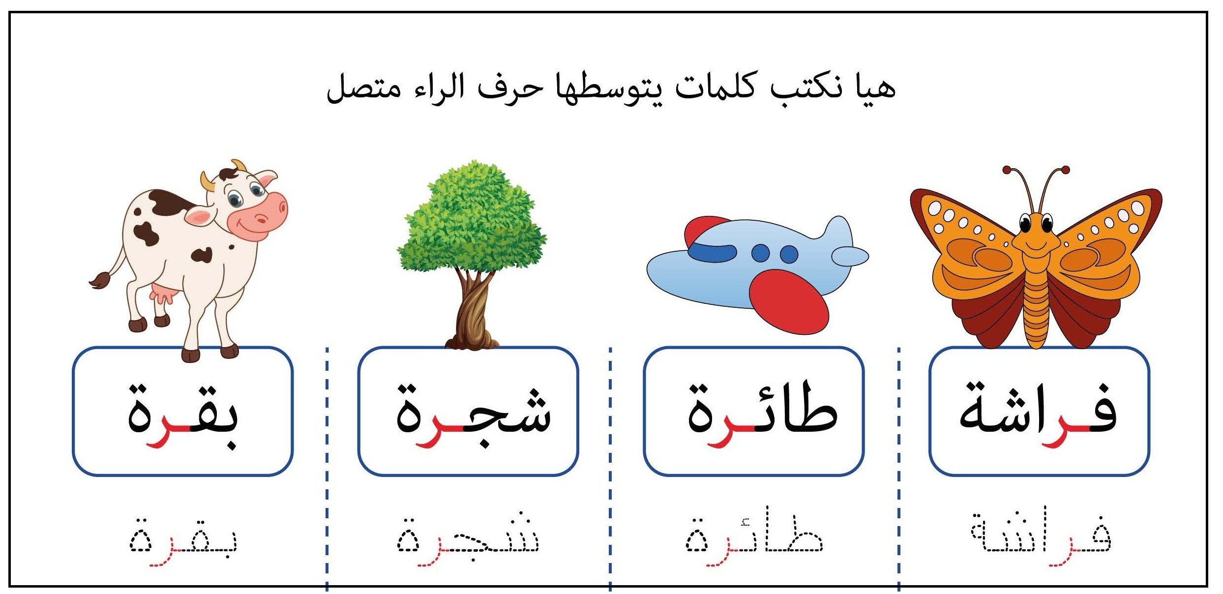 كلمات يتوسطها حرف الراء متصل