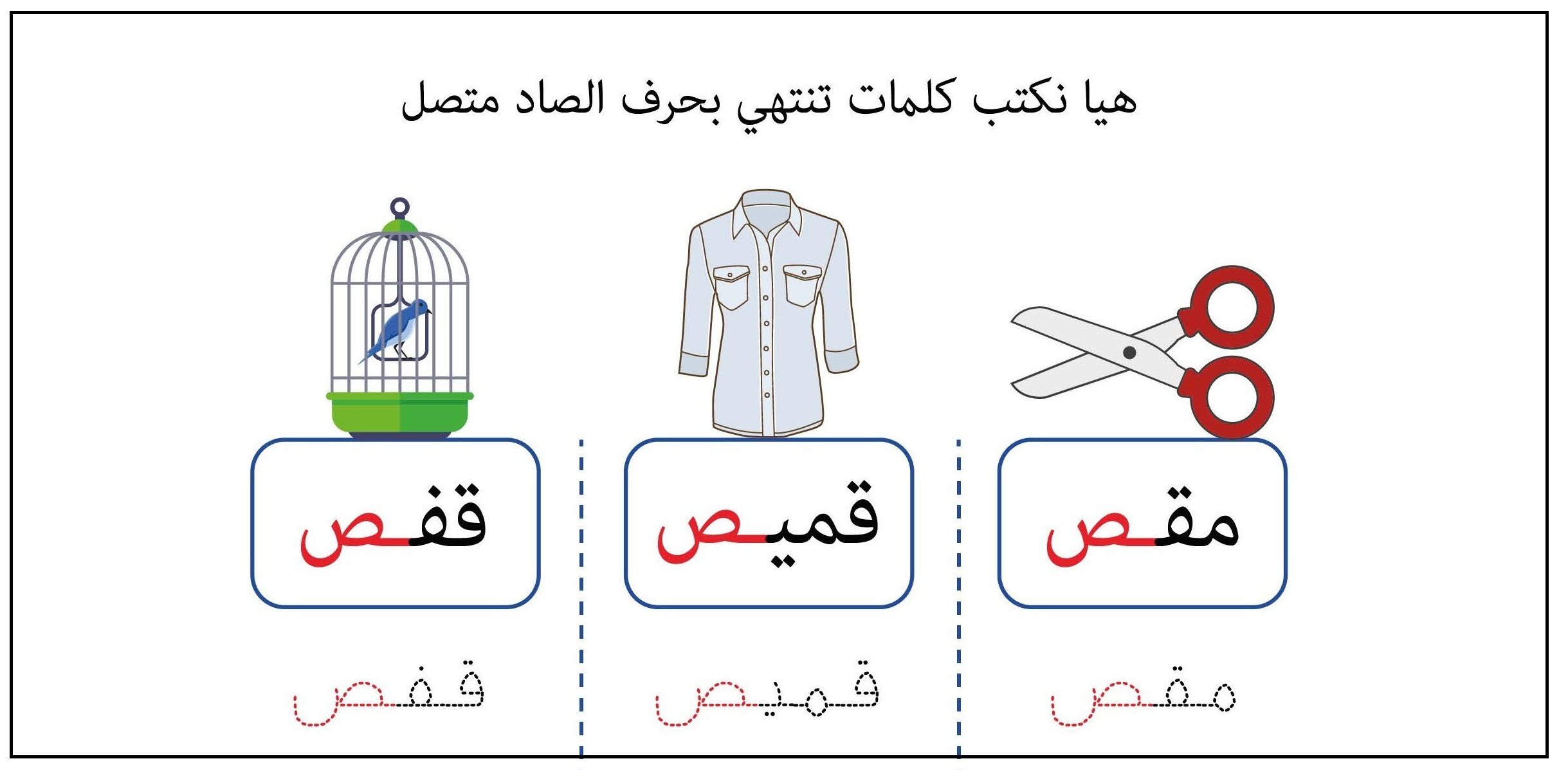 كلمات تنتهي بحرف الصاد متصل