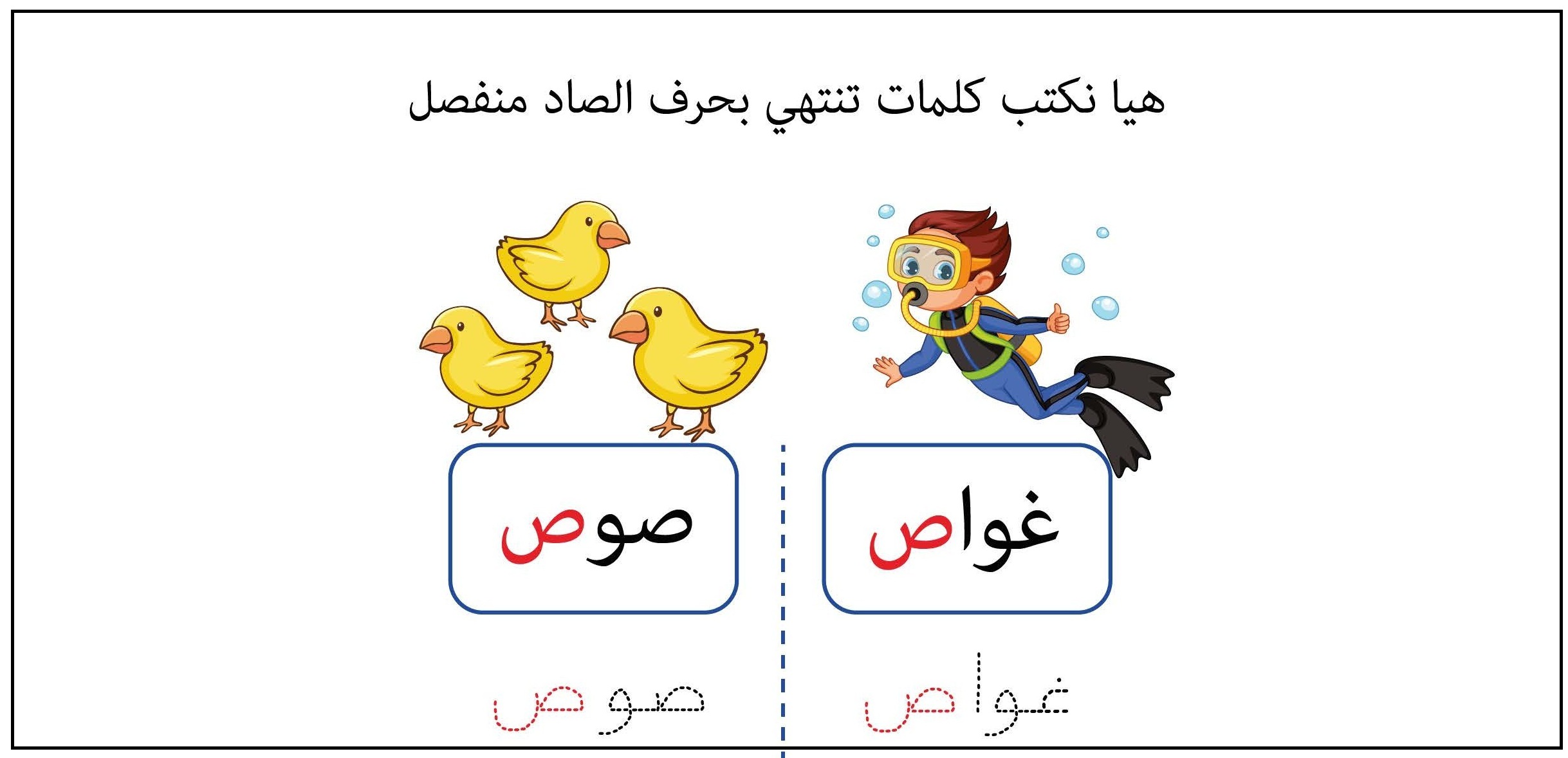 كلمات تنتهي بحرف الصاد منفصل