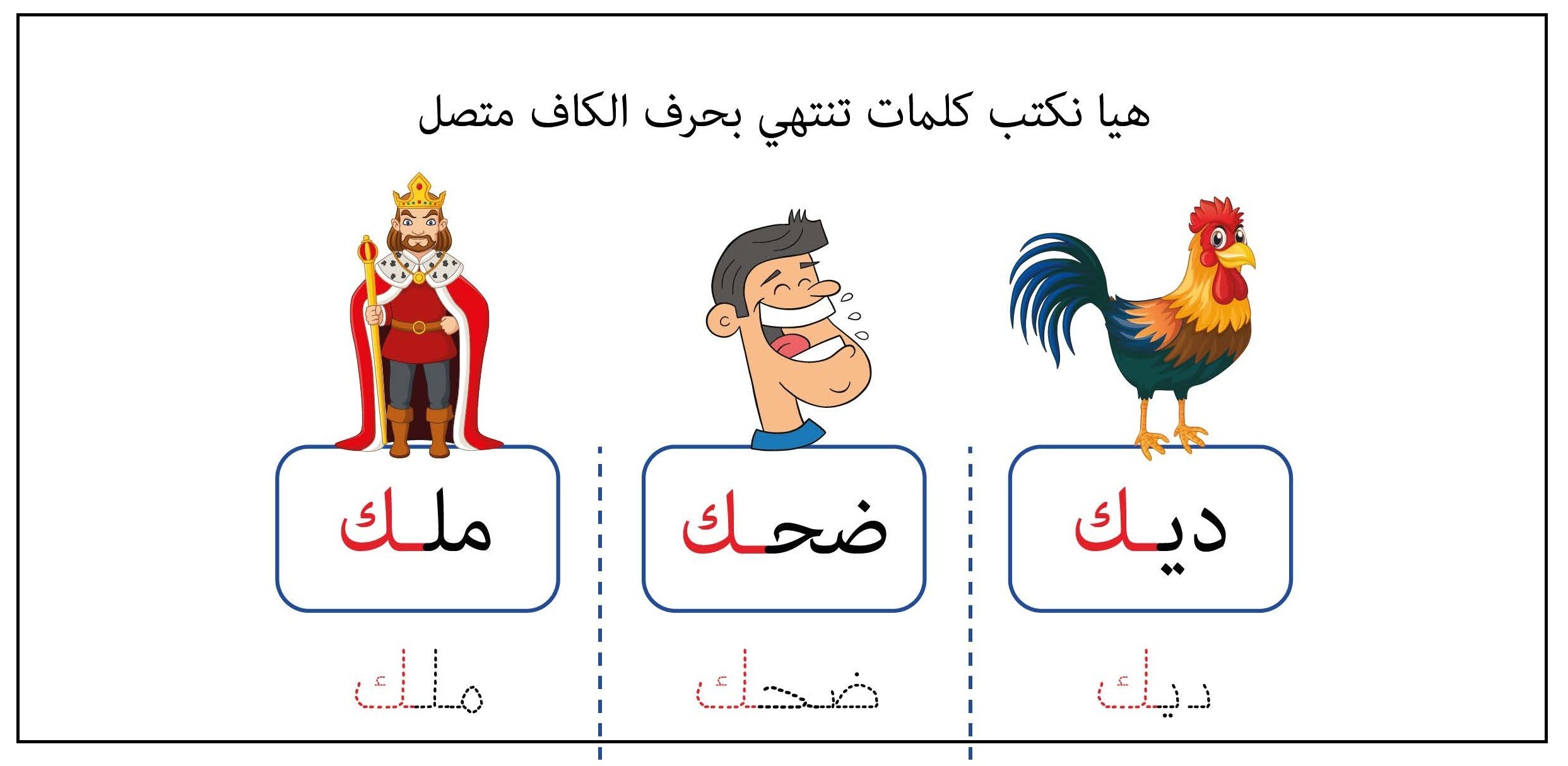 كلمات تنتهي بحرف الكاف متصل