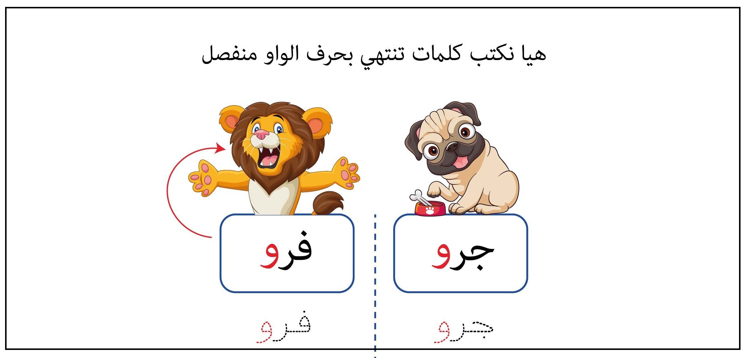 كلمات تنتهي بحرف الواو منفصل